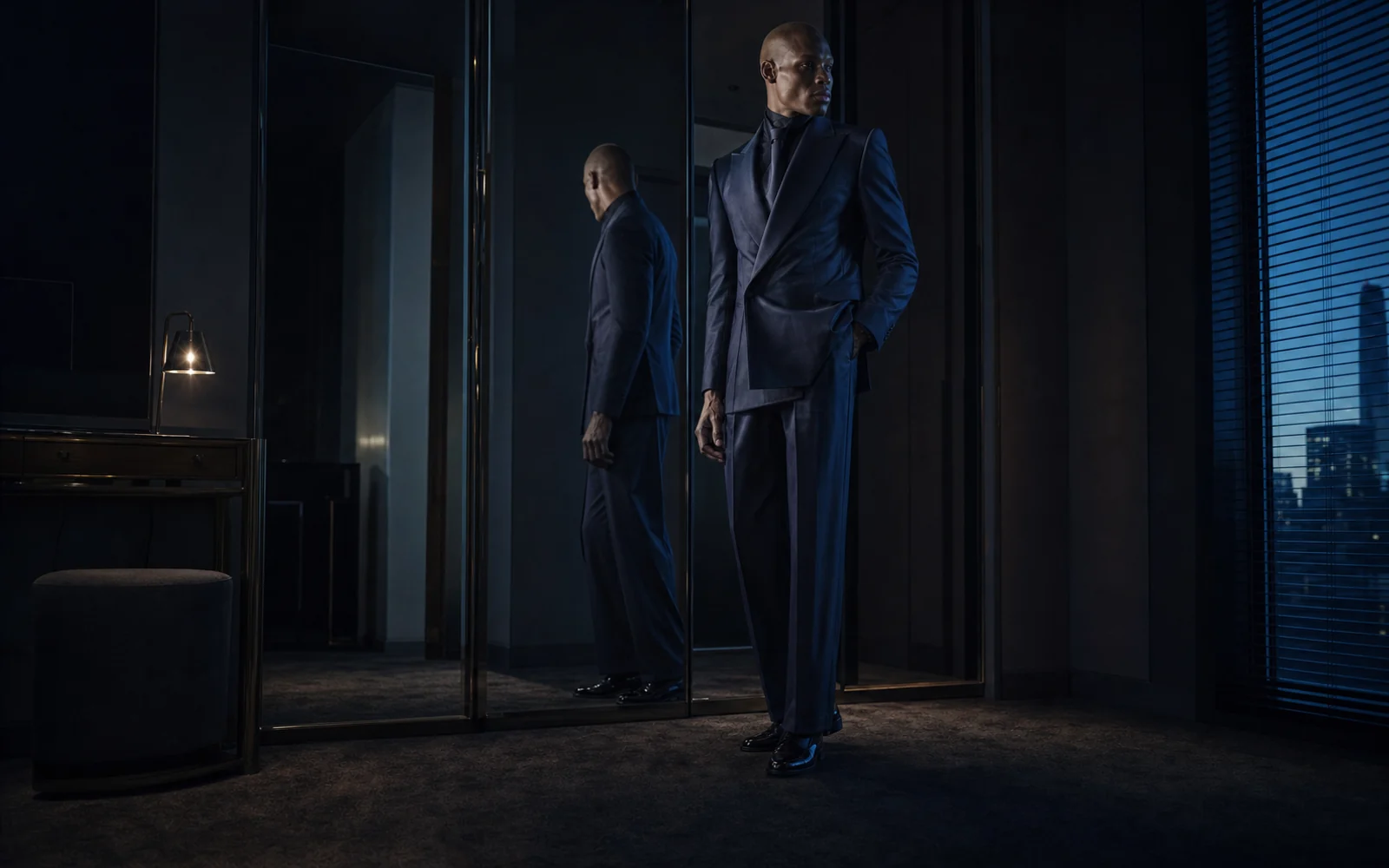 Blue Hour mirrored fitting room