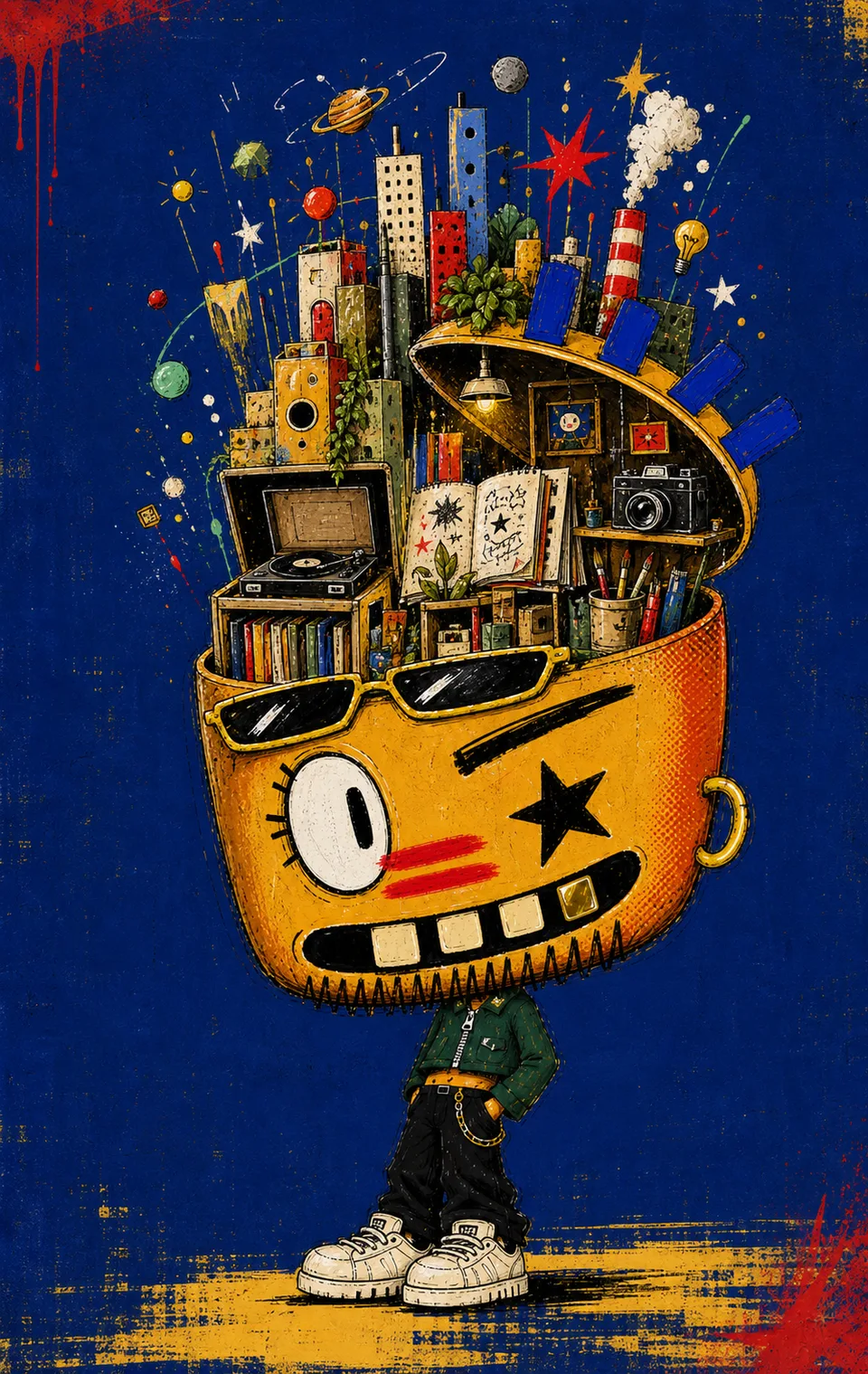 TILT with a miniature creative studio inside his oversized head